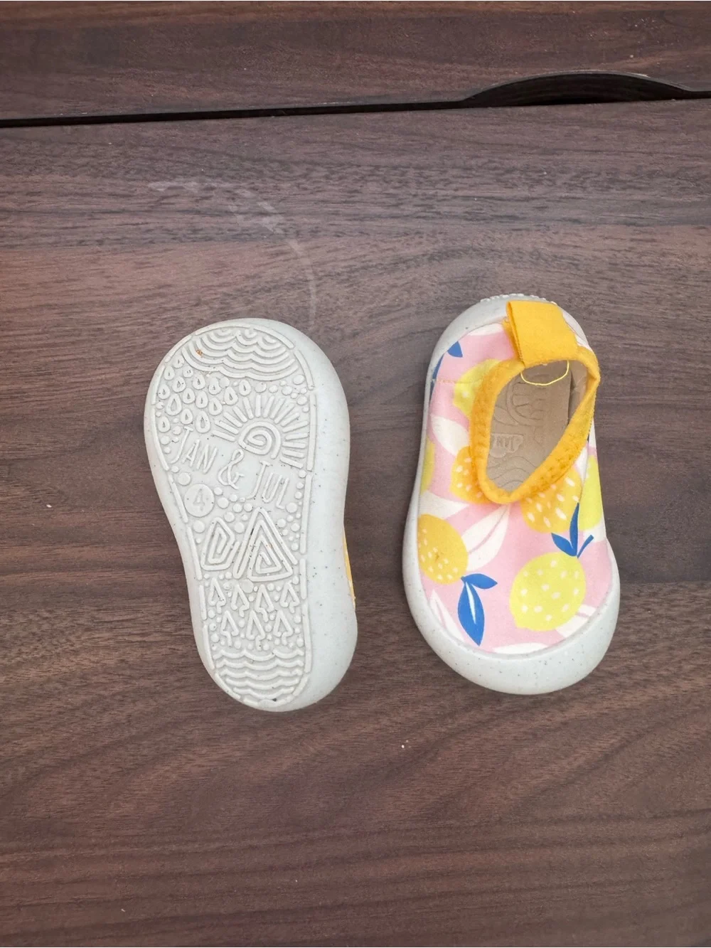 Jan & Jul Baby Lemon Print Slip-On Water Shoes - Yellow Pink